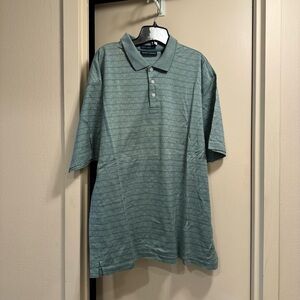 Grant Thomas Men’s Green Polo Shirt Business Casual Preppy Cotton Pastel Printed